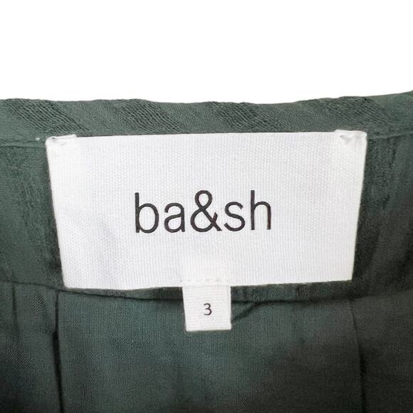 NWT ba&sh Uriel Embroidered Mini Dress in Kaki Green Size Large